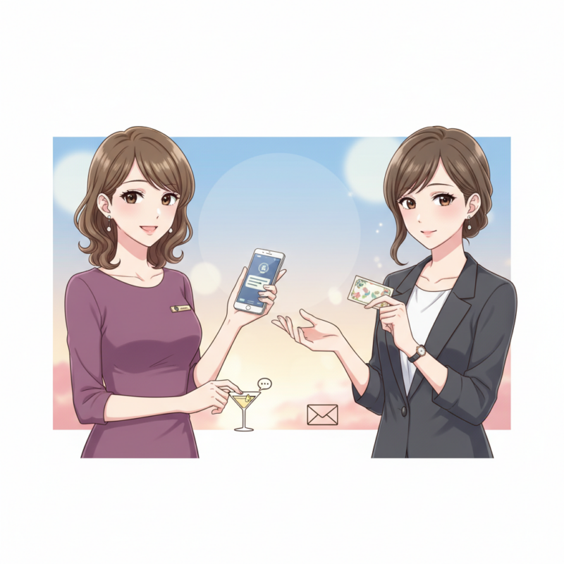 ラウンジ嬢ライン交換のタイミングと断り方の解説イメージ